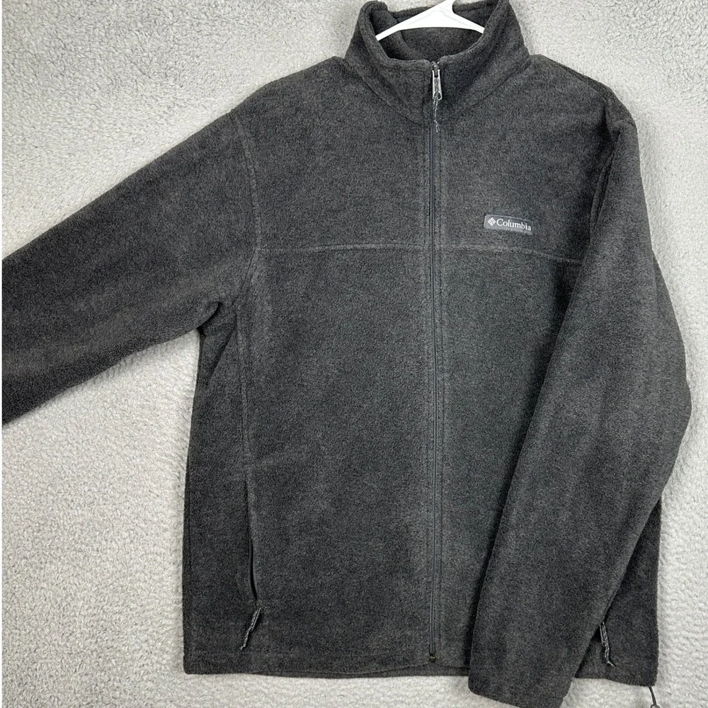 Columbia Jacket Mens Large Steens Mountain Full Zip Grey Fleece Mock Neck Logo